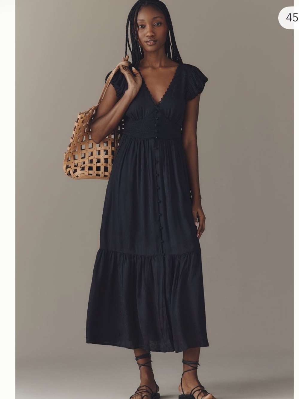 Anthropologie Deep Teal V‑Neck Maxi Dress